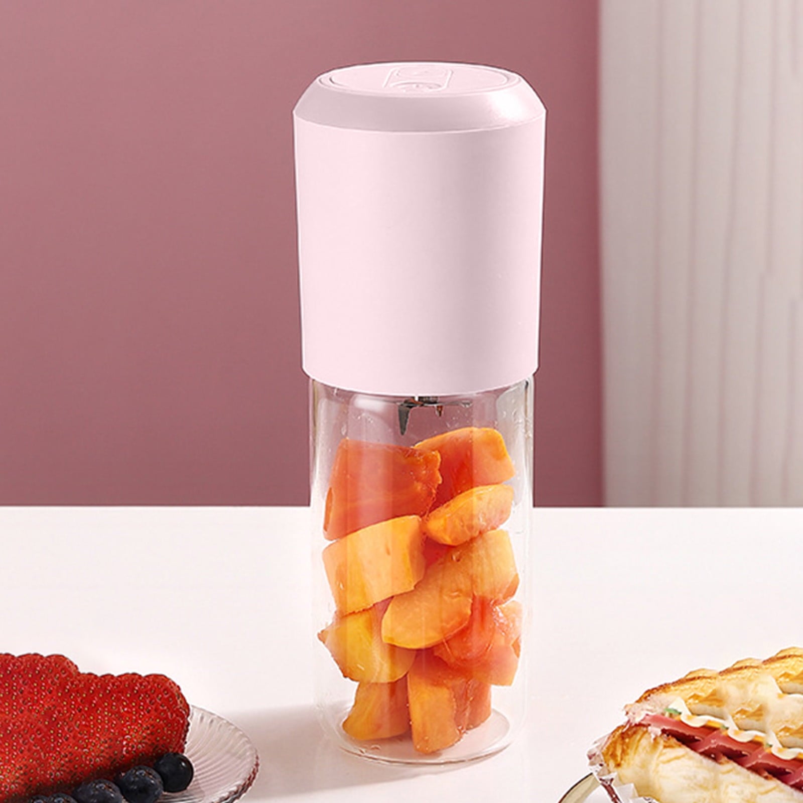 Under $5 Portable Juicer, 400ml Glass Blender Cup, USB Rechargeable Smoothie Maker, 6-Blade Crushing Technology for Fruits Vegetables, Travel Friendly Mixer for Healthy Drinks