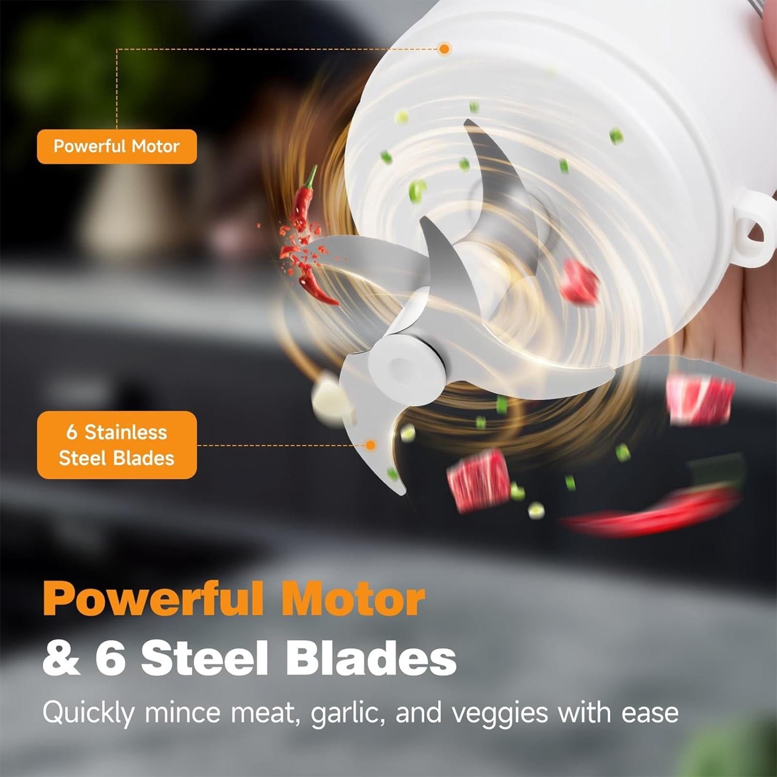 Mini Electric Food Blender 250ml – Small Portable Mixer with Powerful Motor &amp; Stainless Steel Blades, One-Click Operation, Easy to Clean, tpc Rechargeable, for Baby Food, Smoothies, Spices, Meat
