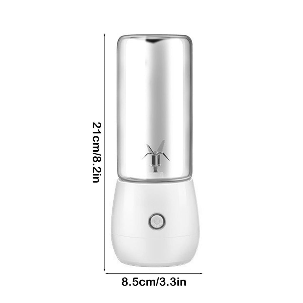 Home Portable USB Rechargeable Juicing Cup, Mini Personal Blender for Fruit Smoothies, 4-Blade Stainless Steel, Leak-Proof Travel Cup, White Pink Decor