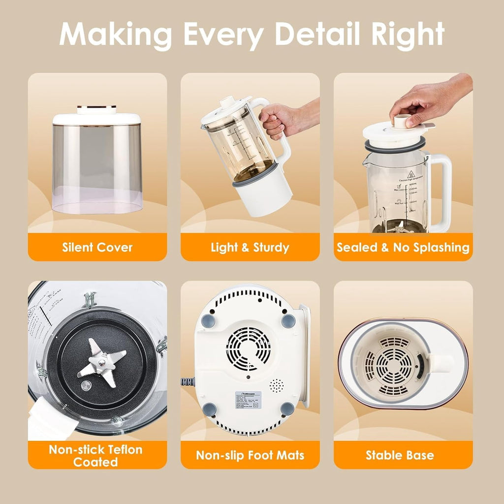 1.4L Professional Blender – 8 Preset Programs, Quiet Motor, Hot &amp; Cold Blending for Smoothies, Soups, Nut Milk, Ice Crushing – 24H Timer, Self-Cleaning, BPA-Free