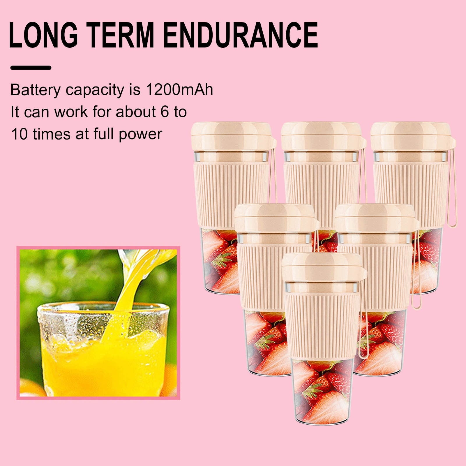 Multifunctional Juicer Small Juicer Squeezed Juicer Automatic Portable Juicer Usb Battery Powered (Pink)