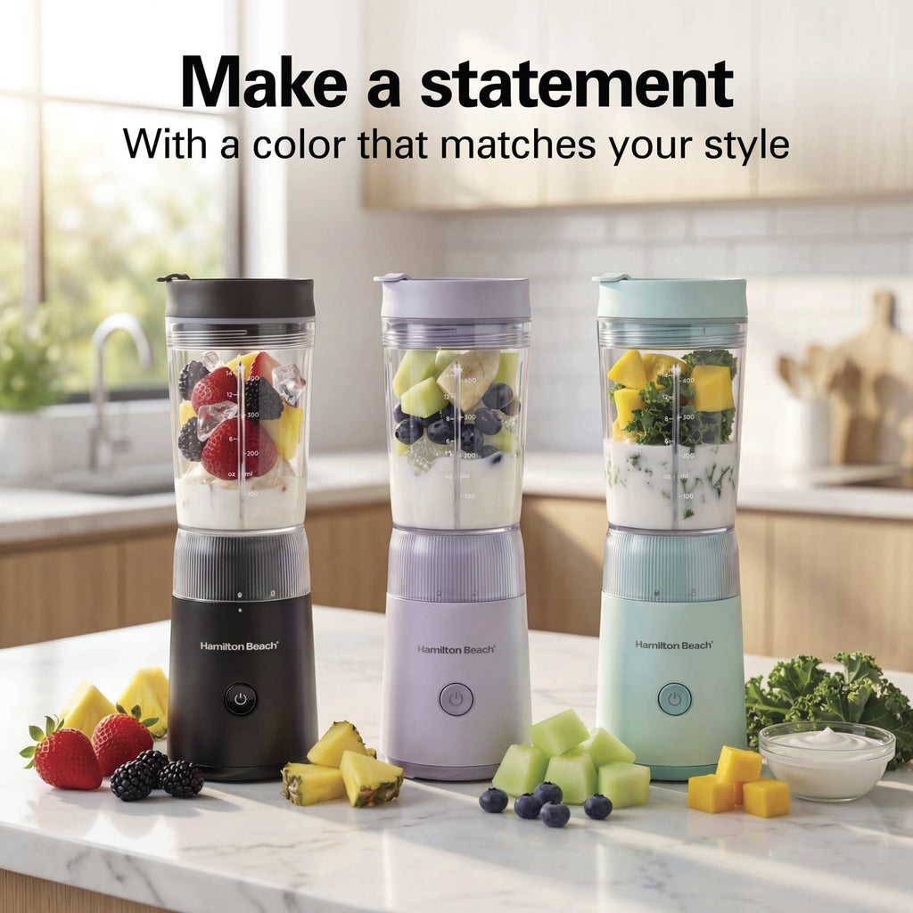 Personal Blender for Smoothies with Travel Lid, 14 oz, Black