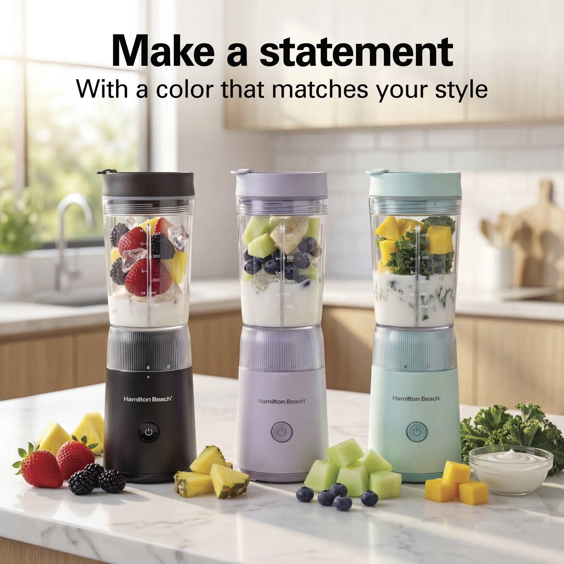 Personal Blender for Smoothies with Travel Lid, 14 oz, Black