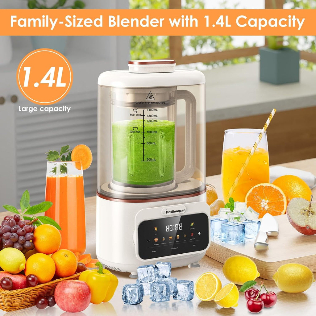 1.4L Professional Blender – 8 Preset Programs, Quiet Motor, Hot &amp; Cold Blending for Smoothies, Soups, Nut Milk, Ice Crushing – 24H Timer, Self-Cleaning, BPA-Free