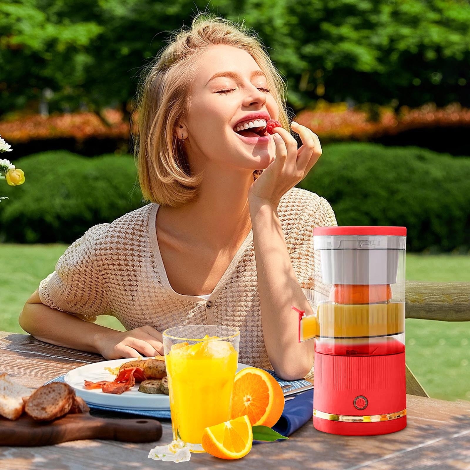 Automatic Separation Juicer, Portable Rechargeable Juicer, USB Charging, Multifunctional Juicing, Motor, abs, for Vegetables and Fruits, Easy Clean, 11.2x13.8x23.8cm