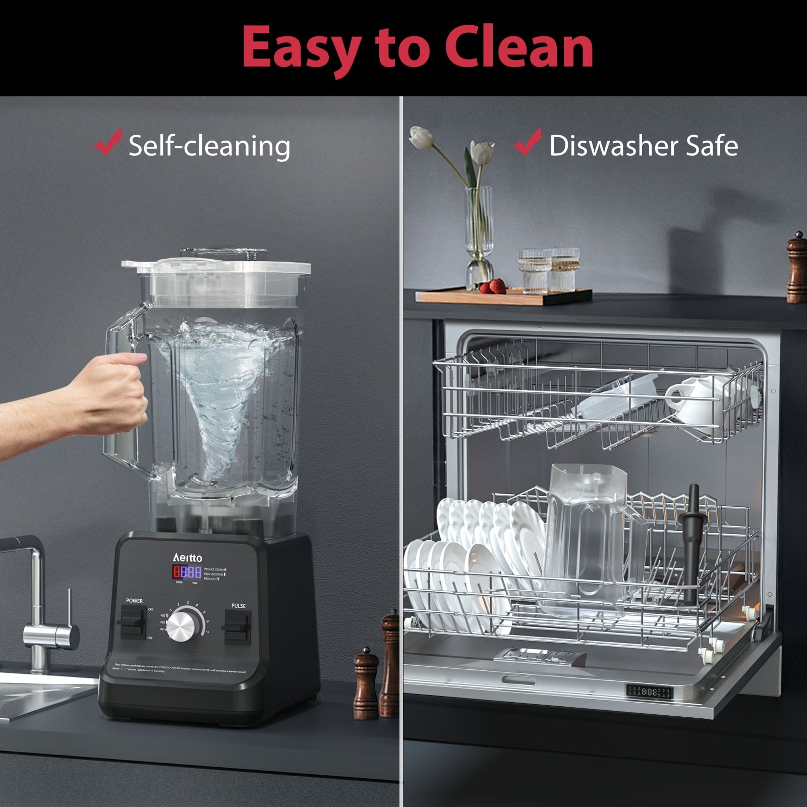 ® Blenders for Kitchen, High Speed Blenders for Smoothies and Shakes with 1500-Watt Motor, 68 Oz Large Capacity, Countertop Professional Blenders for Ice Crush, Frozen Drink, Platinum