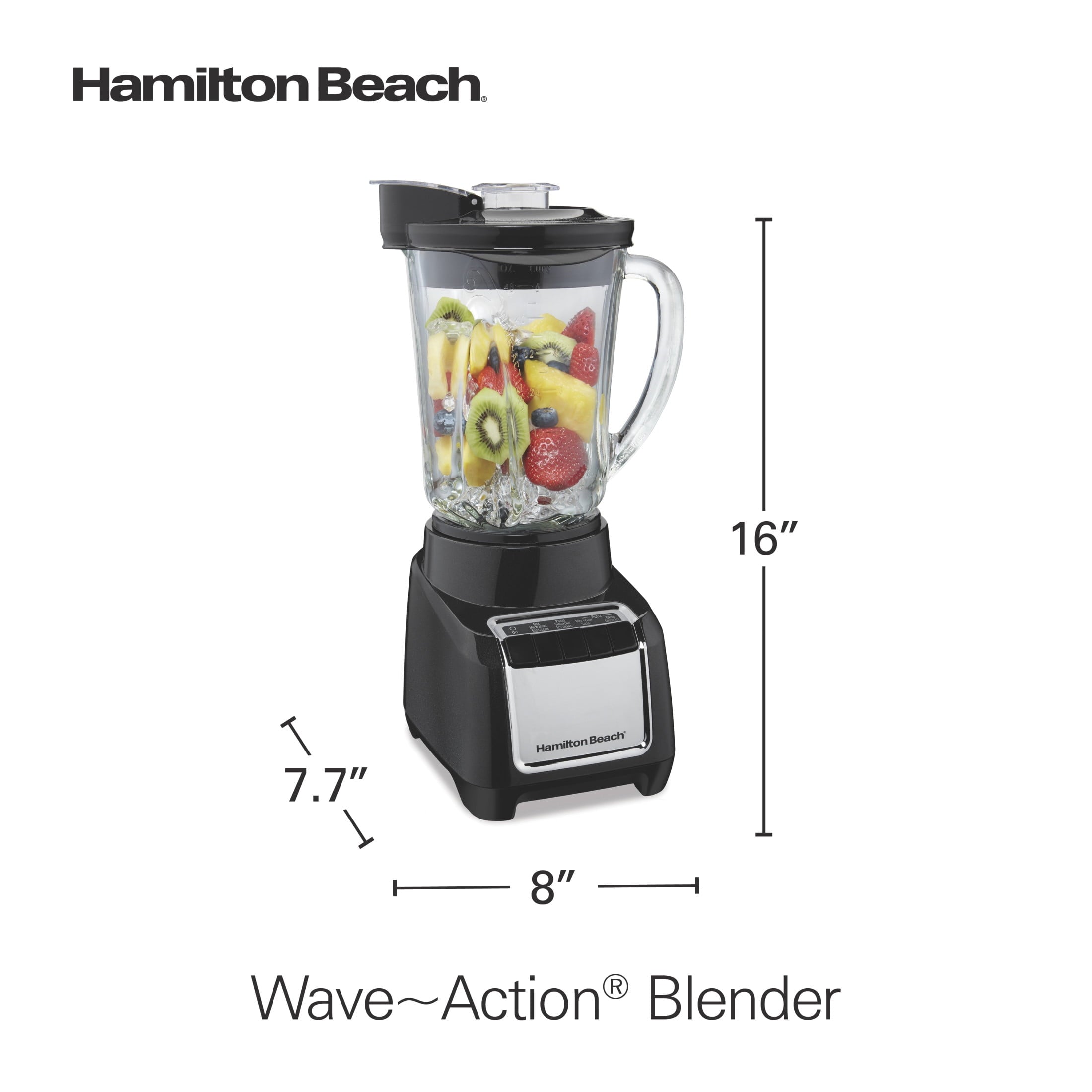 Wave Action Blender for Kitchen, 48 oz Jar for Smoothies and Shakes, Black