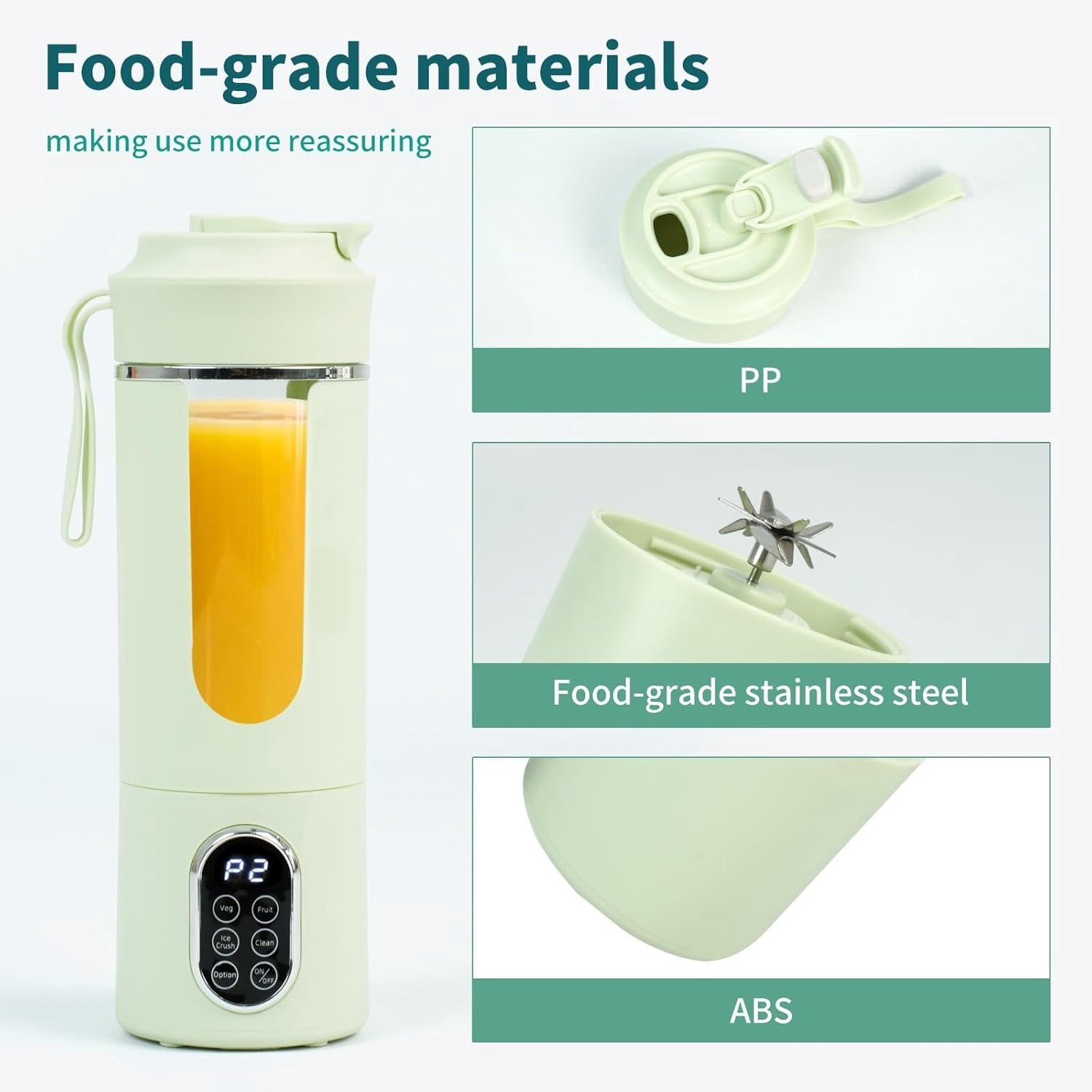 530ML Portable Blender,Mini Portable Electric USB Juicer,Small Personal Blender for Smoothies and Shakes,With Automatic Cleaning Function,Multi-Purpose and Easy To Use(beige)