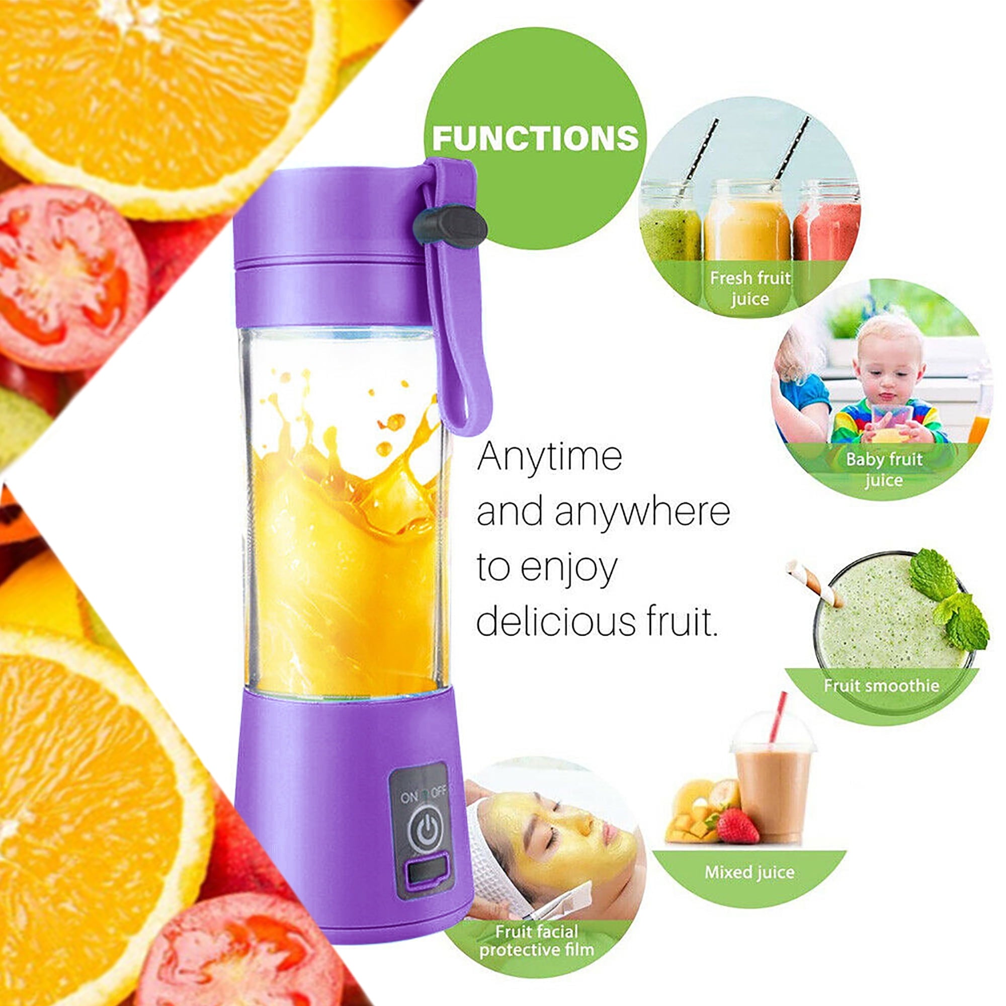 Portable Mini Blender USB Rechargeable Fruit Juice Blender,Shakes Smoothie Blender-6 Blades,Mini Travel Personal Blender,Household Mixer For Juicing Vegetables Meat Crushed Ice-Easy Clean
