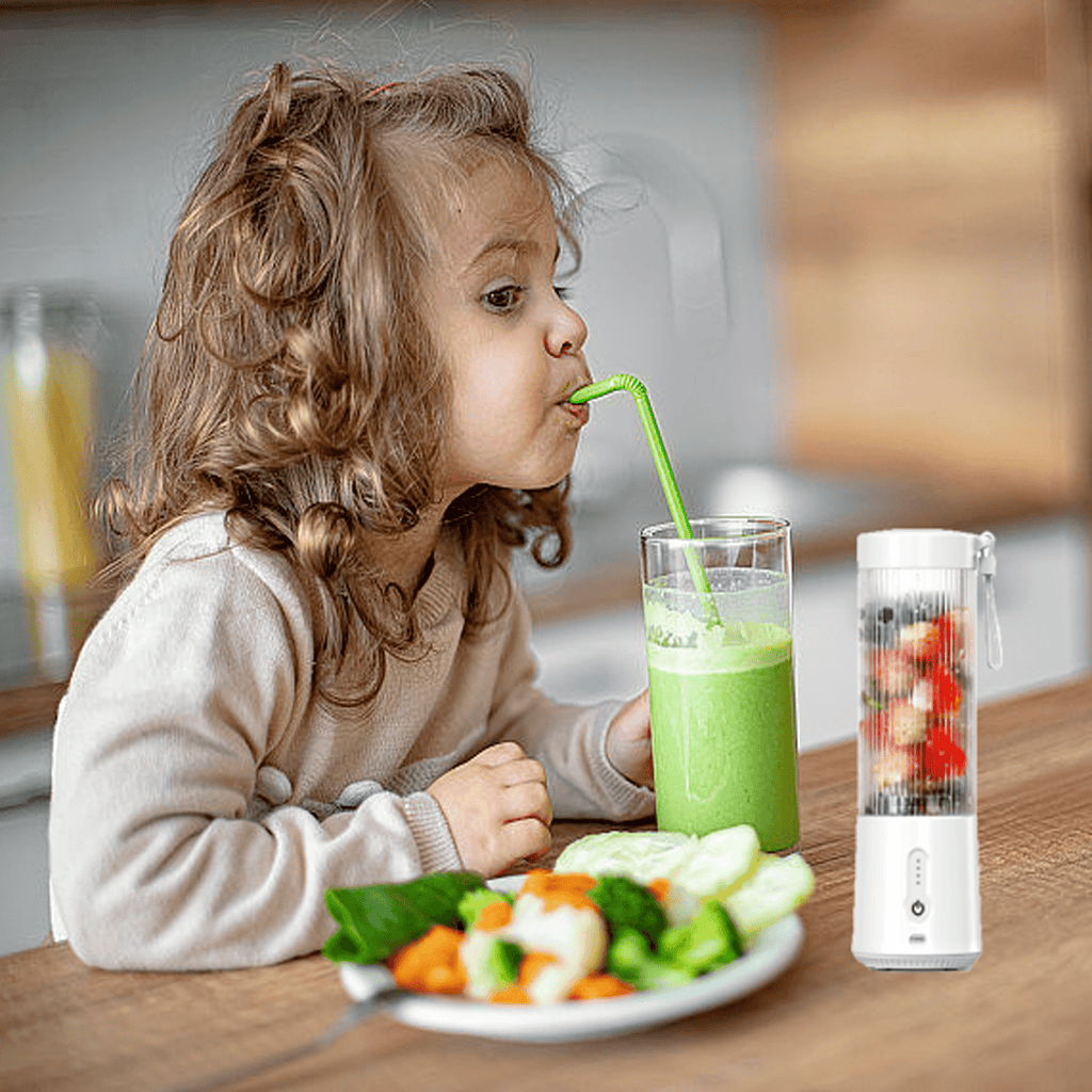 Portable Blender, Personal USB Rechargeable Blender for Shakes and Smoothies, Strong Cutting Power with 6 Blades, Traveling Fruit Veggie Juicer Cup for Home, Sport, Office, Camping,15 oz