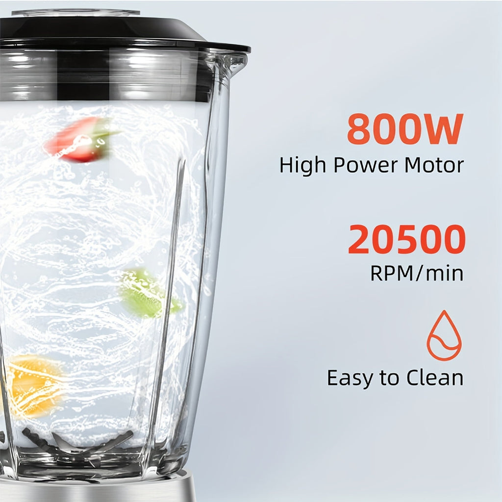 1.8L Large Capacity Powerful Blender, 800W Motor, Ideal for Smoothies, Juices, And Slushies, Easy to Clean, Essential for Your Kitchen!