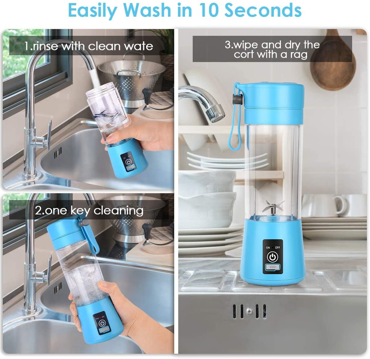 Mini Blender Personal Portable Blender Cup for Smoothies Shakes, Portable Juicer USB Rechargeable for Travel