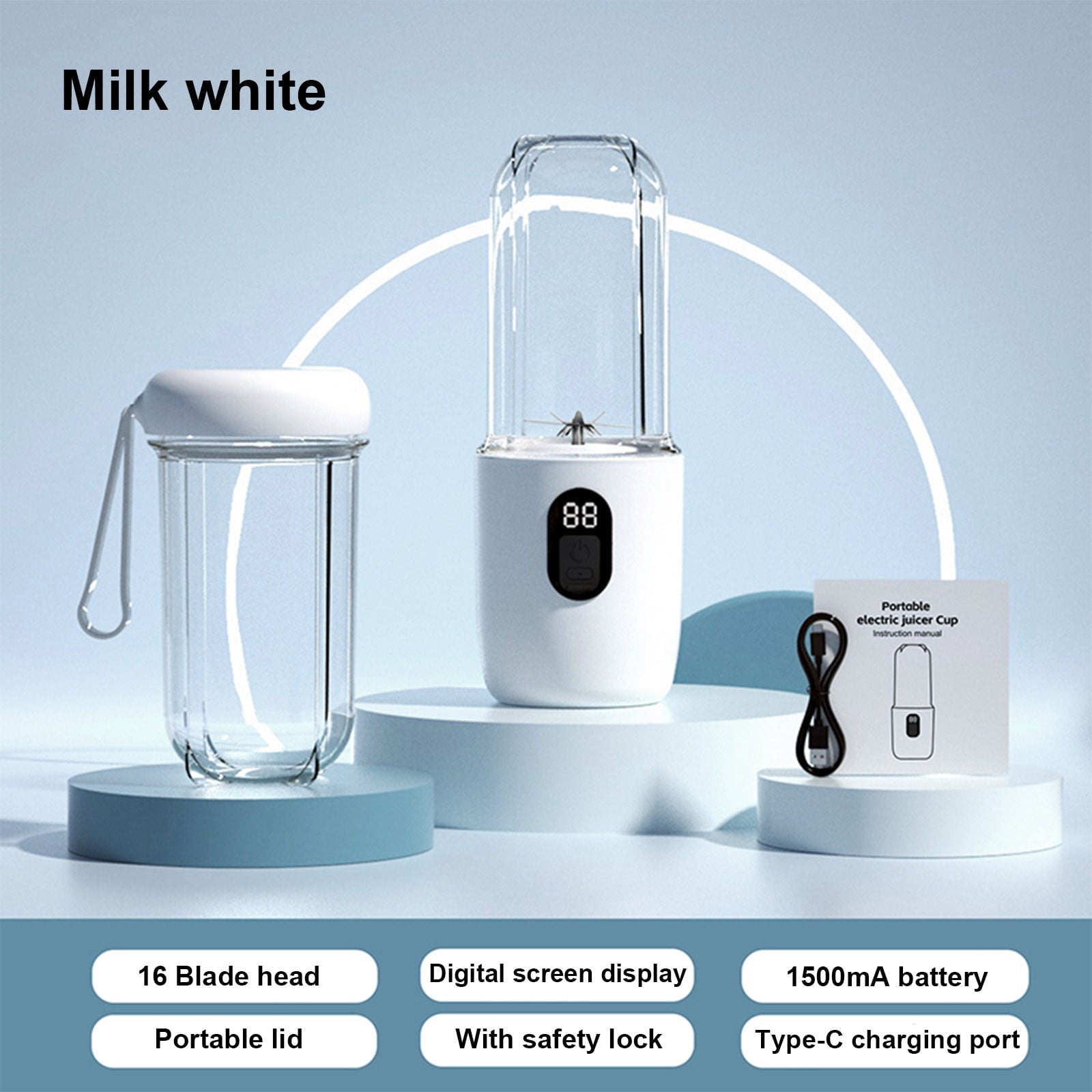 Personal Blender Single Serve Shake &amp; Smoothies Maker with Portable Travel Sport Bottle, Mini Juicer, Single Serve Blender for Smoothies and Shakes, USB Rechargeable, Battery Level Display, 17 oz