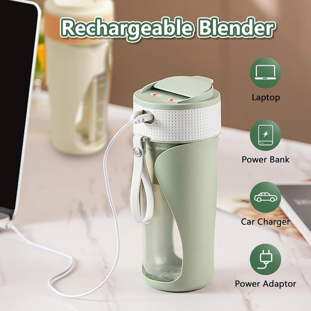 Multi Function 450ml Blender CupW1re1essUSB C Rechargeable Fruits Vegetables Juicer Blending Bottles for Home Travel