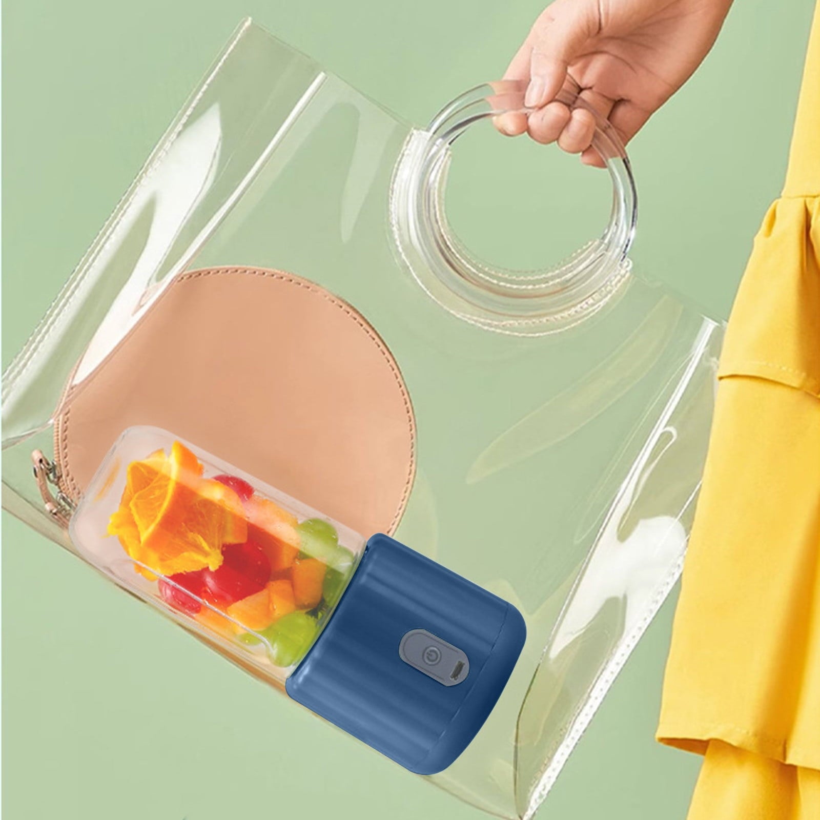 Portable Rechargeable Juicer Small Juicer Cup with 6 Blades, Student Home Multifunctional Juicer Machine 380ml Handheld for Sports, Travel