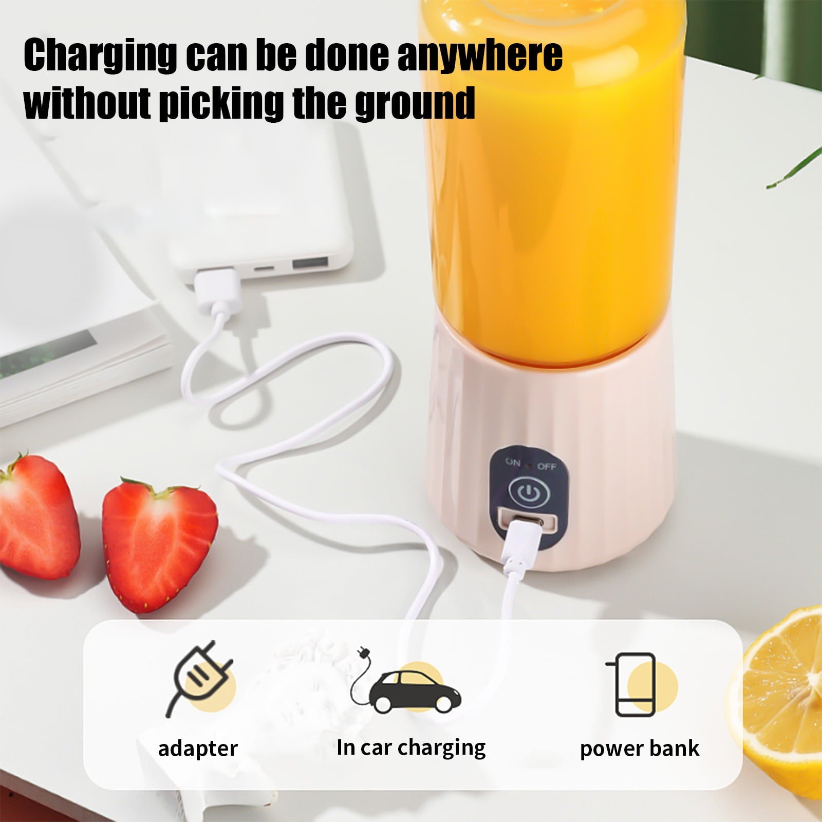 Portable Blender, 450ml Cordless Personal Blender for Shakes &amp; Smoothies, BPA Free, Leakproof-Lid, USB Rechargeable