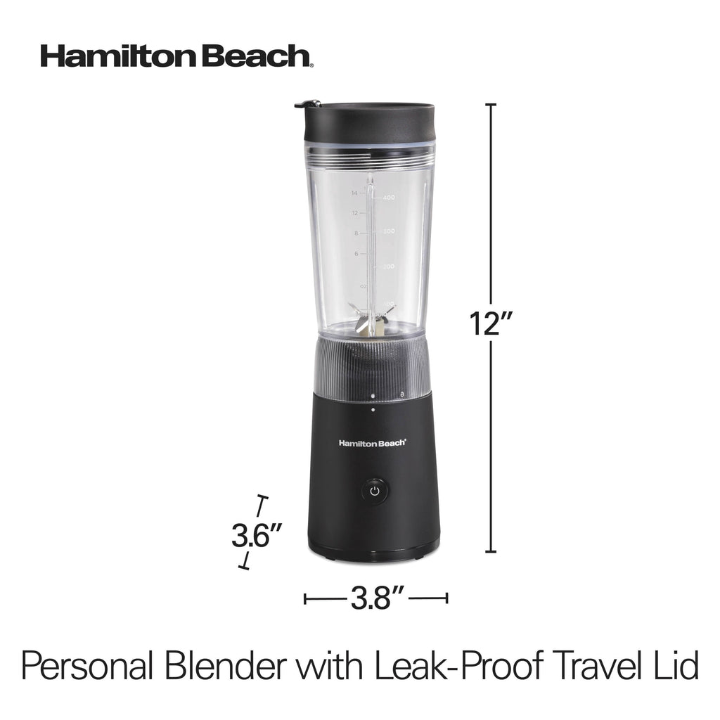 Personal Blender for Smoothies with Travel Lid, 14 oz, Black