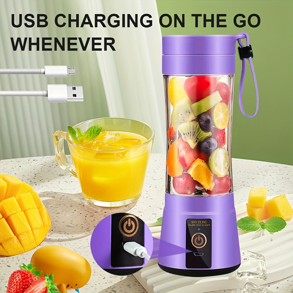 [12.85/15.22 ounce rechargeable Mini Blender] Portable USB rechargeable mini Blender and juicer - 3 modes, digital display, safety lock, food-grade PP, easy to clean, ideal choice for travel