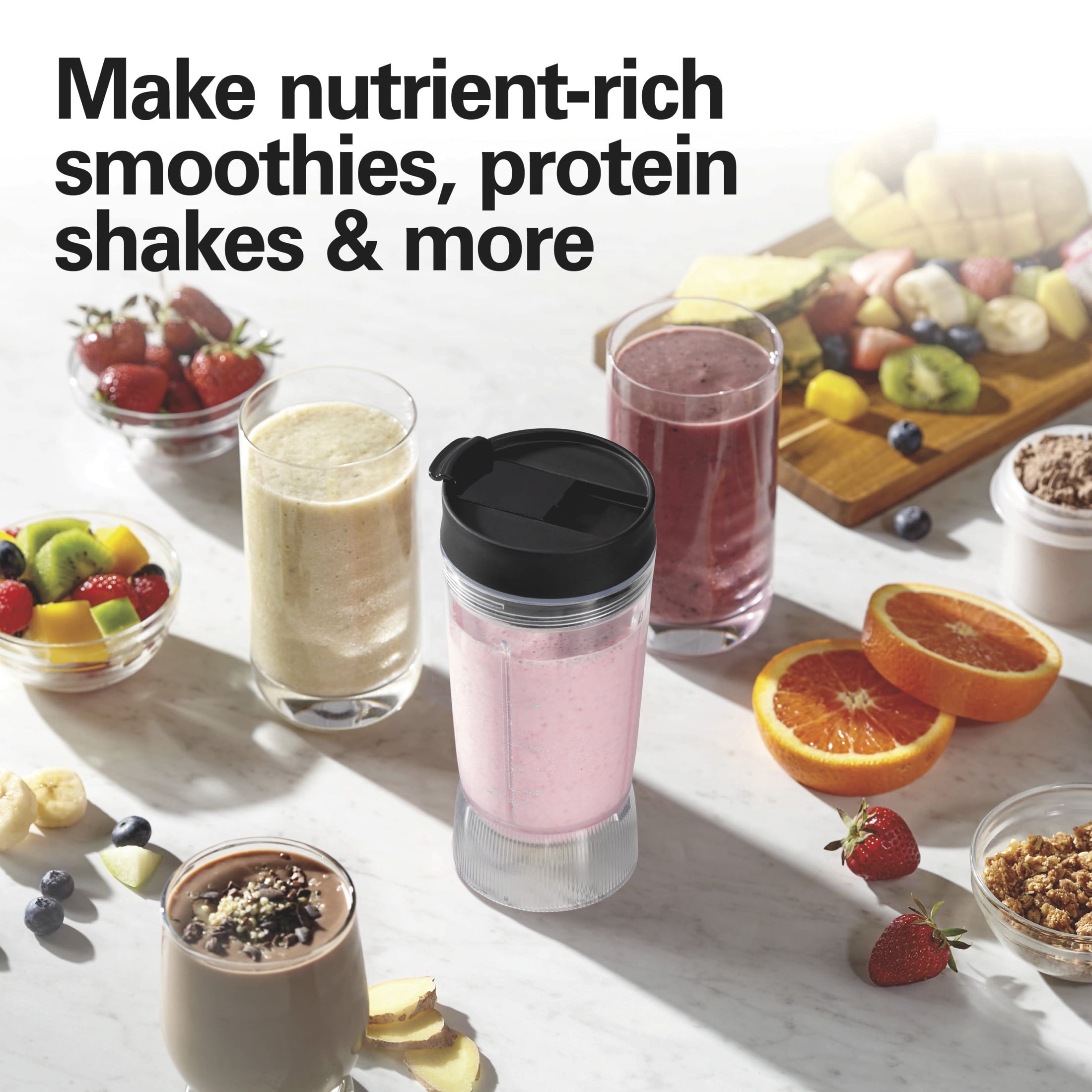 Personal Blender for Smoothies with Travel Lid, 14 oz, Black