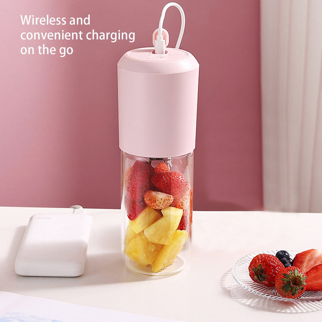 Under $5 Portable Juicer, 400ml Glass Blender Cup, USB Rechargeable Smoothie Maker, 6-Blade Crushing Technology for Fruits Vegetables, Travel Friendly Mixer for Healthy Drinks