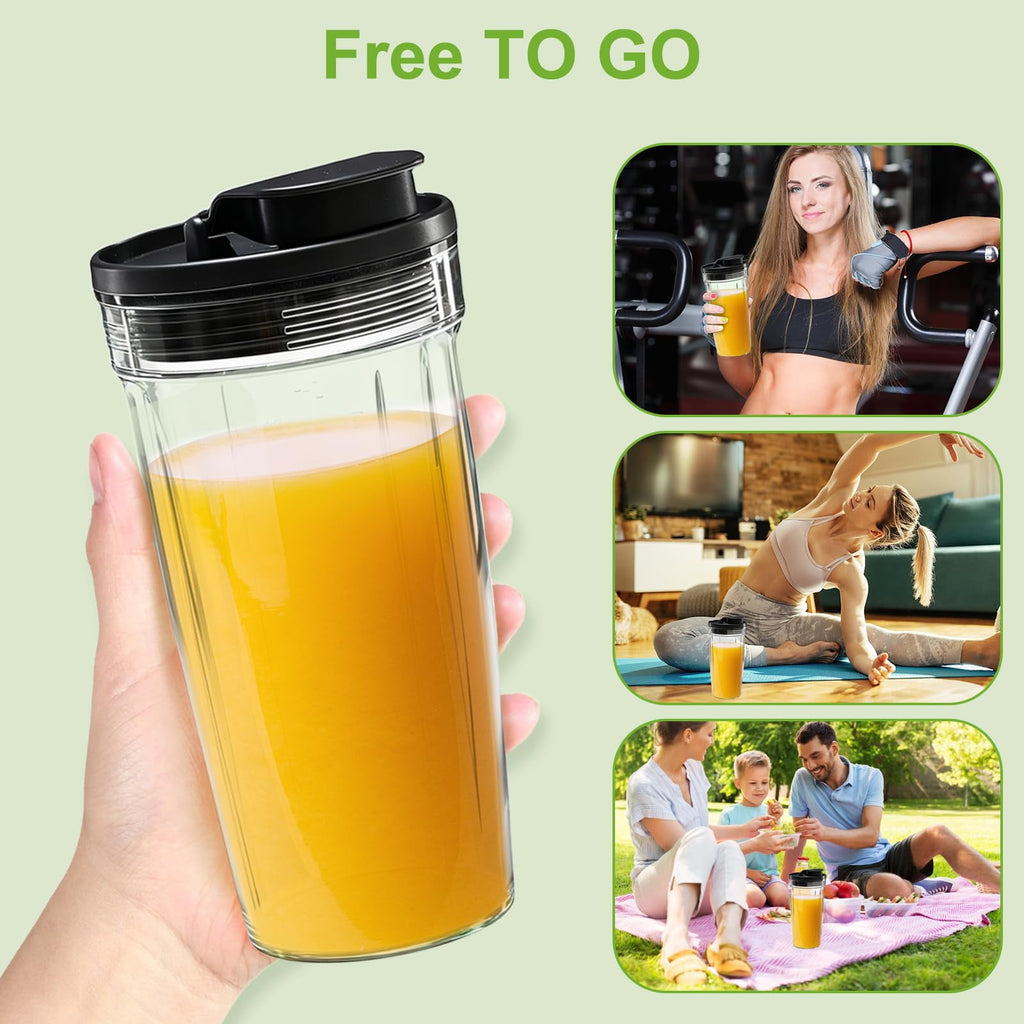 Professional 1400W Countertop Blender, 60oz Powerful Blender for Smoothies, Ice Crushing, Frozen Fruits &amp; Shakes with Portable Travel Cups, Silver