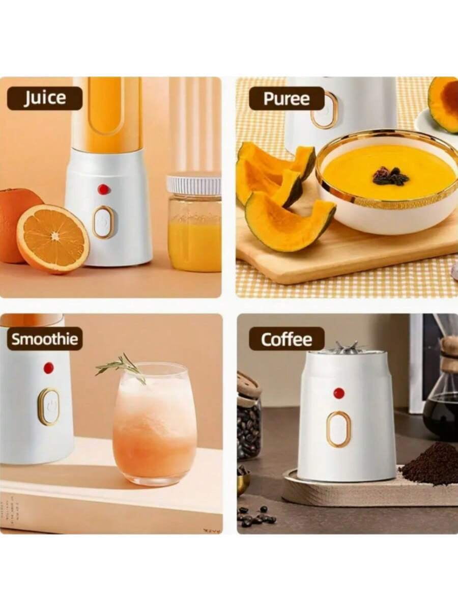 USB Rechargeable Multi-Function Juicer, 2 Mini Wireless Cups, Long Battery Life for Home Travel