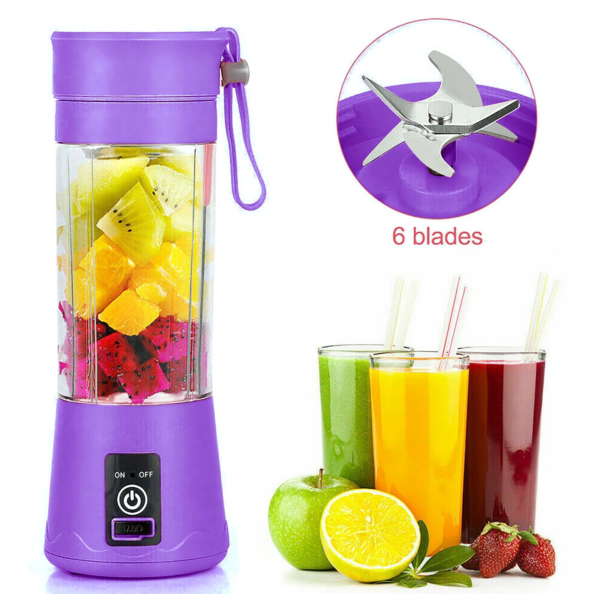 Portable Personal Blender Mini Blender Household Mixer Fruit Juicer ,Smoothie Blender For Shakes And Smoothies,Travel Personal Blender With USB Rechargeable Batteries,6 Blades-380ml