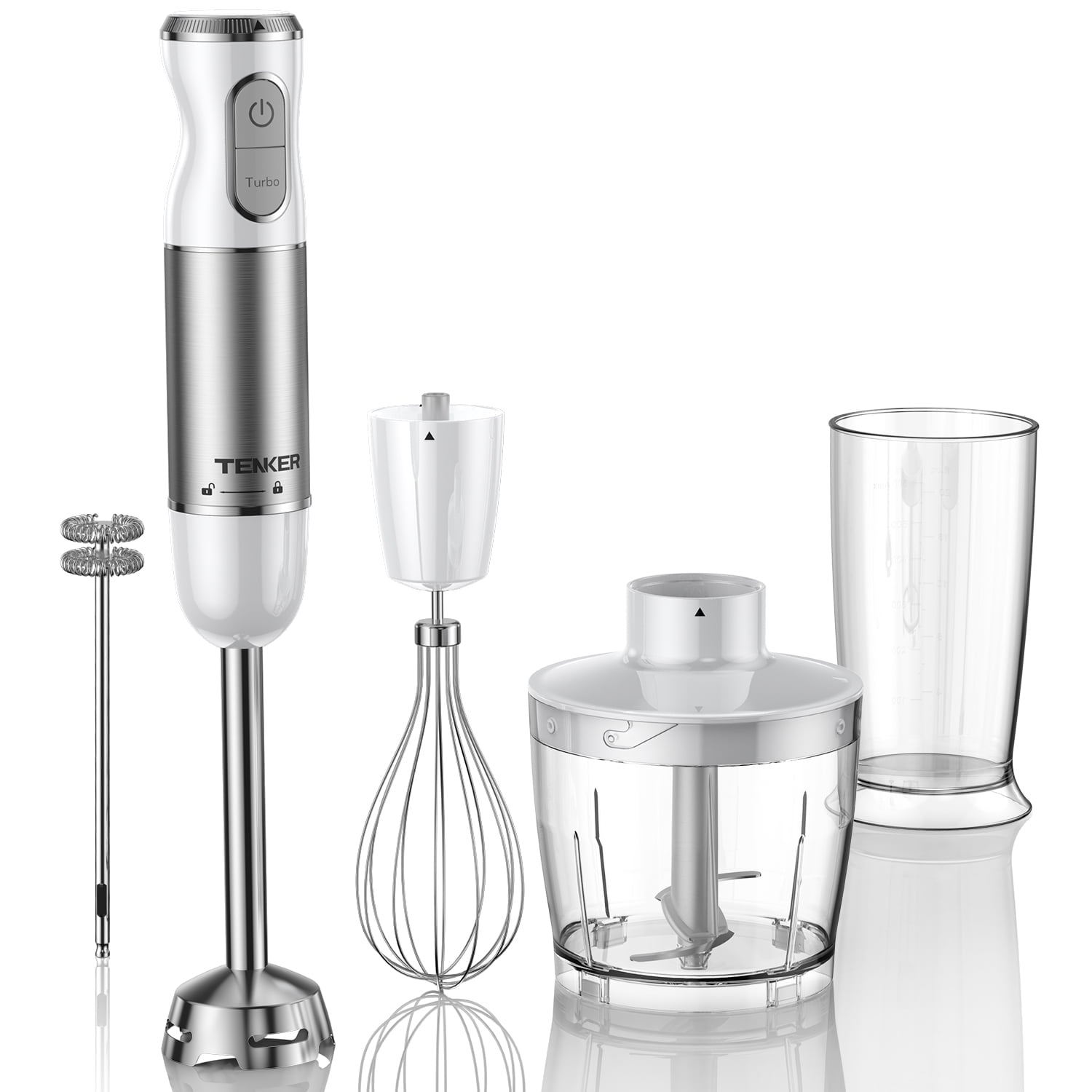 1100W Immersion Blender Handheld Hand Blender , Trigger Variable Speed 5 in 1 Stick Blender, Emulsion Blender with Chopper, Whisk and Frother for Soup, Baby Food and Smoothies,Red