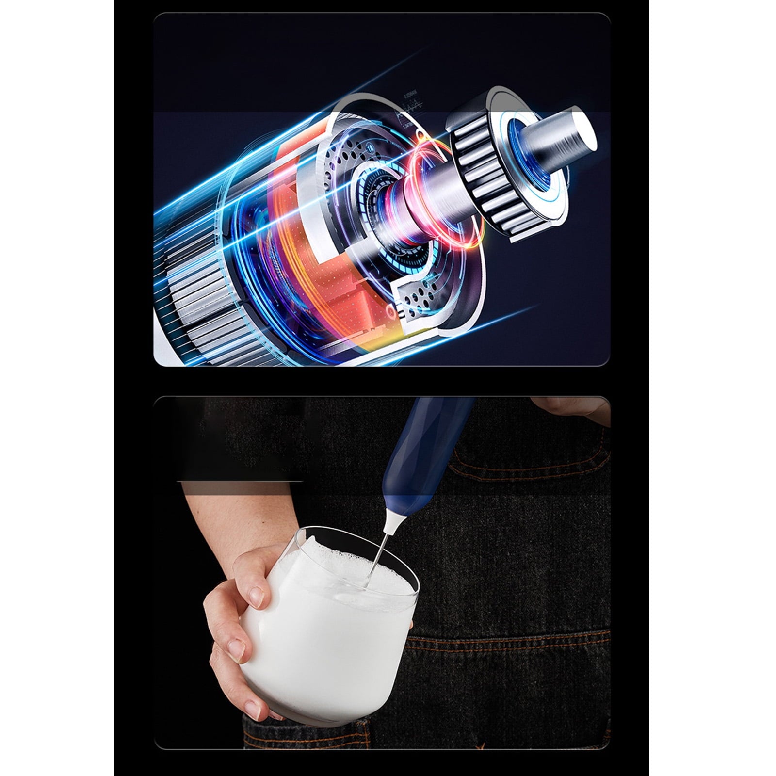 Blender,Three Adjustable Speeds Hand Blender,Dual-Head Design Mixer Electric Handheld,Stylish Navy